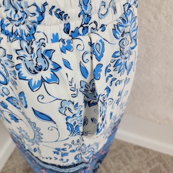 LOFT Blue And White Paisley Floral Print Boho Chic Skirt Sz Large NWOT - Picture 9 of 12